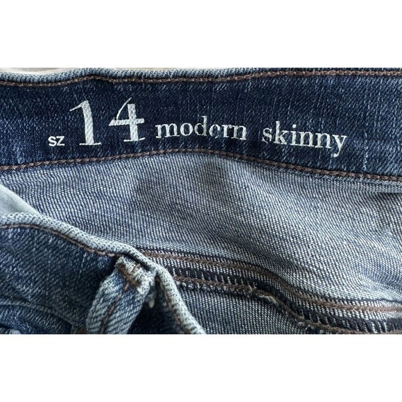 Loft Denim Jeans Size 14 Modern Skinny Distressed Stretch Ann Taylor - Picture 5 of 12